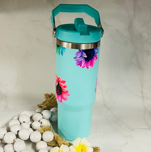 Insulated Waterbottle- 900ml “Teal / Rainbow Sunflowers”