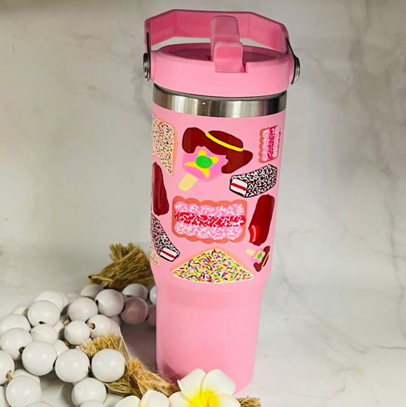 Insulated Waterbottle- 900ml “Baby Pink/ Aussie Treats”