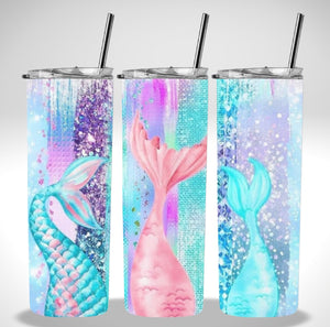 Skinny Insulated Tumbler- 600ml “Its a Mermaids life”