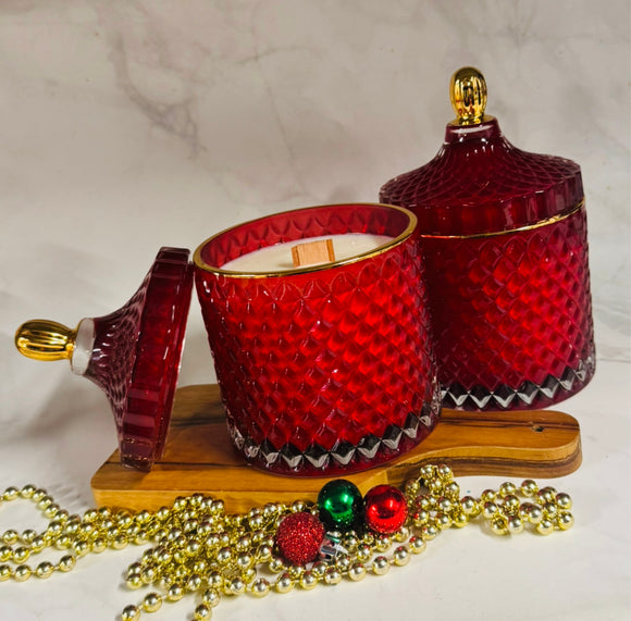 “Christmas Collection” Red Deluxe Wood Wick Soy Candle 500ml