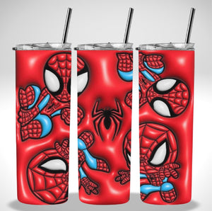 Skinny Insulated Tumbler- 600ml “Puffy Spidey Man”