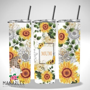 Skinny Insulated Tumbler- 600ml “Sunflower Mum”