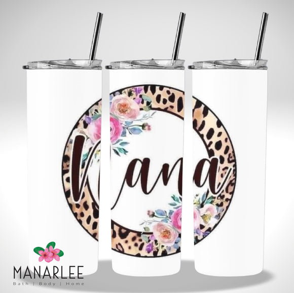 Skinny Insulated Tumbler- 600ml “Floral Nana”