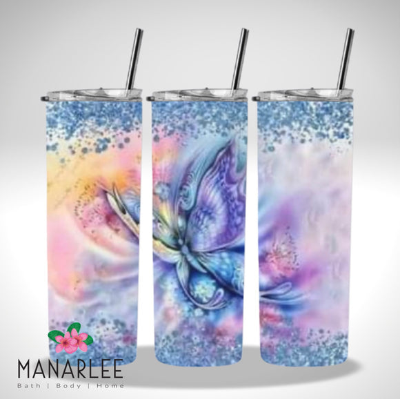 Skinny Insulated Tumbler- 600ml “Butterfly Glitz”