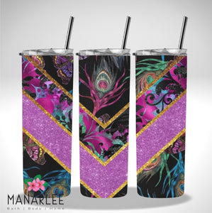 Skinny Insulated Tumbler- 600ml “Peacock Paradise”