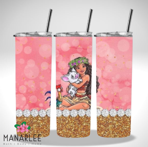 Skinny Insulated Tumbler- 600ml “Lady Moana”