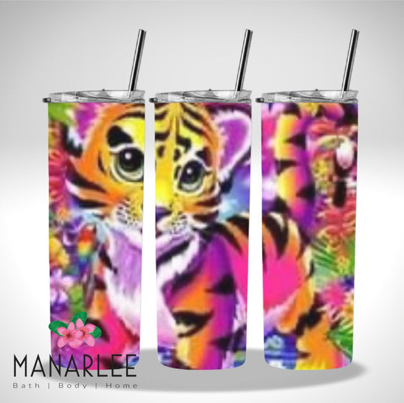 Skinny Insulated Tumbler- 600ml “Tropical Baby Tiger”