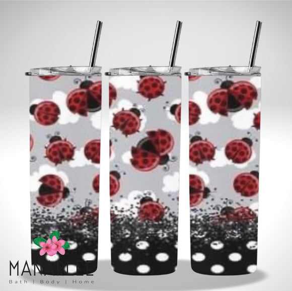 Skinny Insulated Tumbler- 600ml “Lady Bug Love”