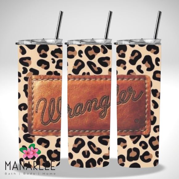 Skinny Insulated Tumbler- 600ml “Leopard Wrangler”