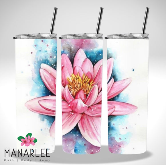 Skinny Insulated Tumbler- 600ml “Lotus Flower”