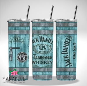 Skinny Insulated Tumbler- 600ml “Blue Jack Daniels”